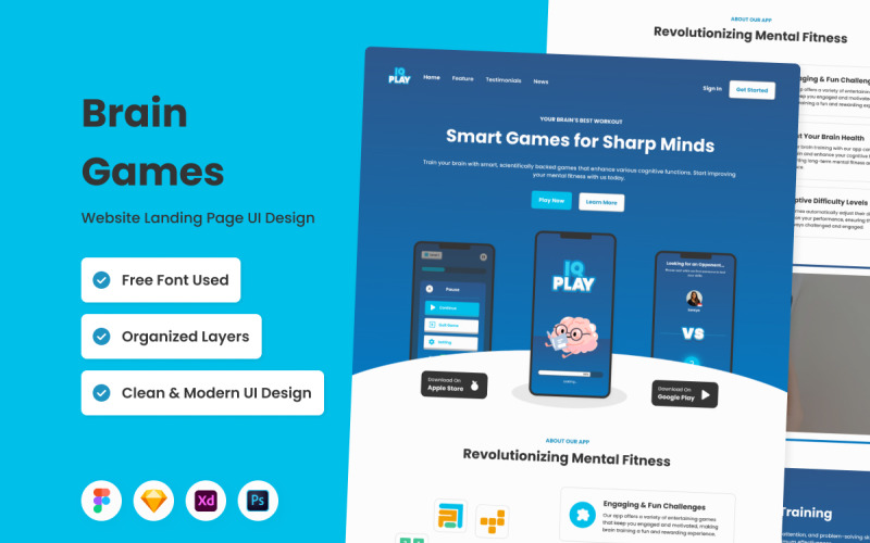 IQPlay - Brain Games Landing Page V1 UI Element