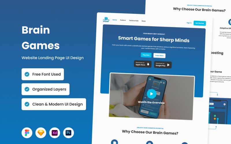 IQPlay - Brain Games Landing Page V2 UI Element