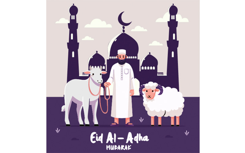 Islamic Eid Al Adha Background Celebration Illustration