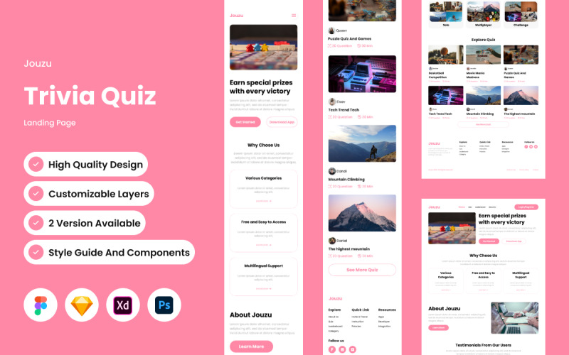 Jouzu - Trivia Quiz Landing Page V1 UI Element