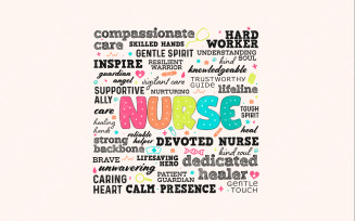 Retro Nurse Word PNG, Nurse Life Png, Funny Nurse Quotes, Floral Nurse, Doodles, Sublimation