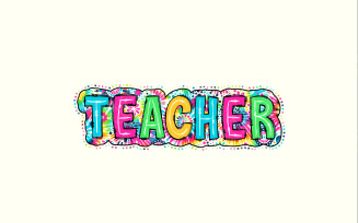 Teacher PNG, Bright Paisley Floral, Scribble Doodle, School Digital File, Sublimation Download