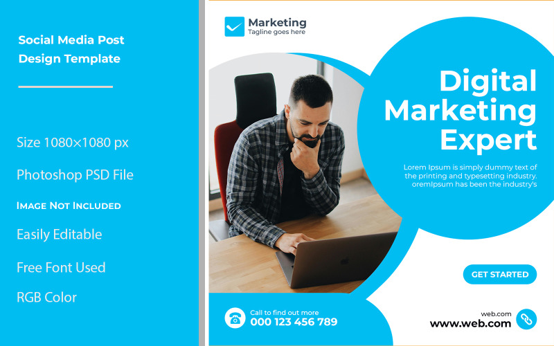 Digital Marketing Social Media Post Design Template 6