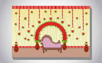 Rose Flower Wedding Stage Decoration Illustration Template