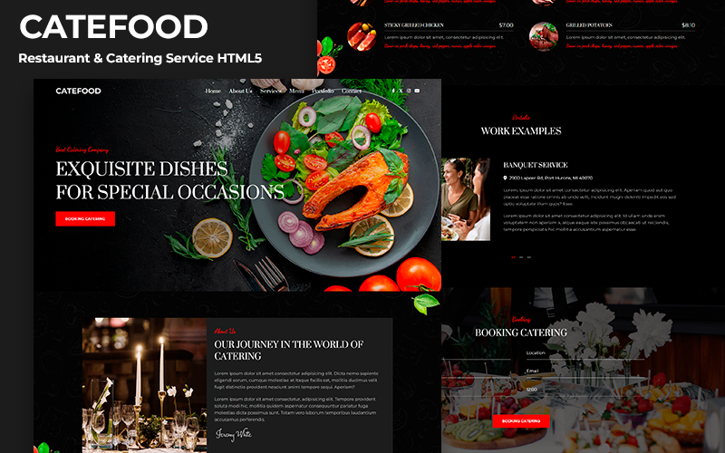 Catefood - Restaurant & Catering Service HTML5 Landing Page Landing Page Template