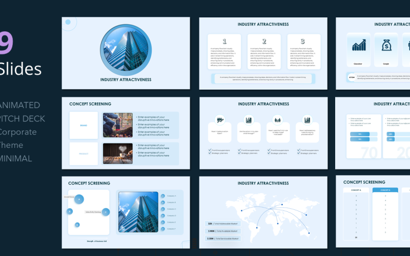 Corporate light blue ppt template theme slides deck PowerPoint Template
