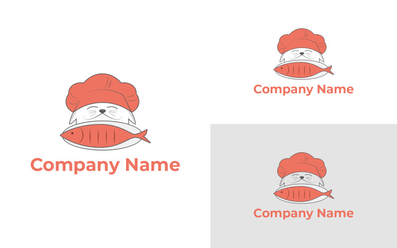 Creative Cat Chef Logo Design Logo Template