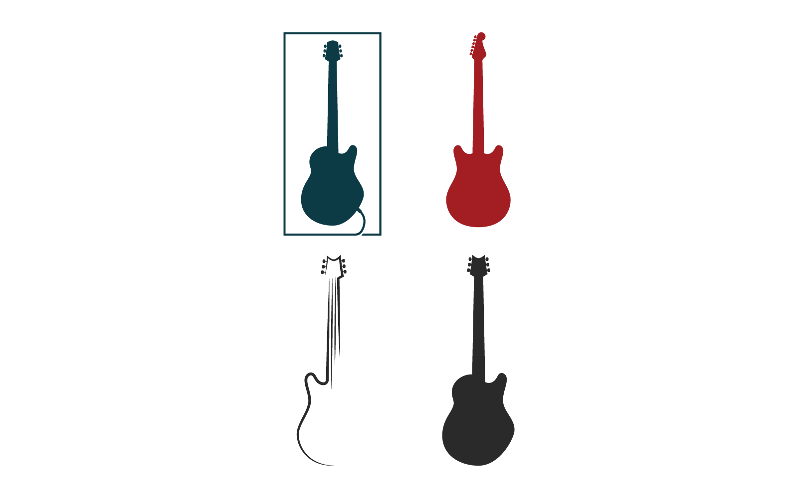Diseño plano del logotipo de ilustración de guitarra eps 10