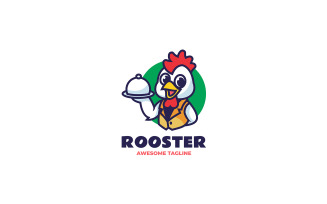 Rooster Waitress Mascot Cartoon Logo