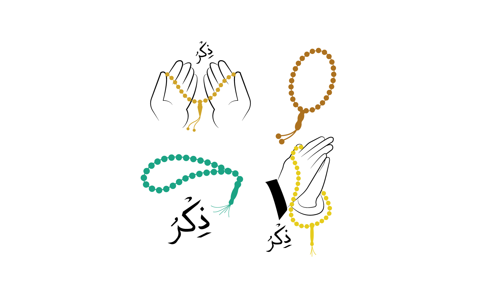 islamic prayer beads logo illustration template