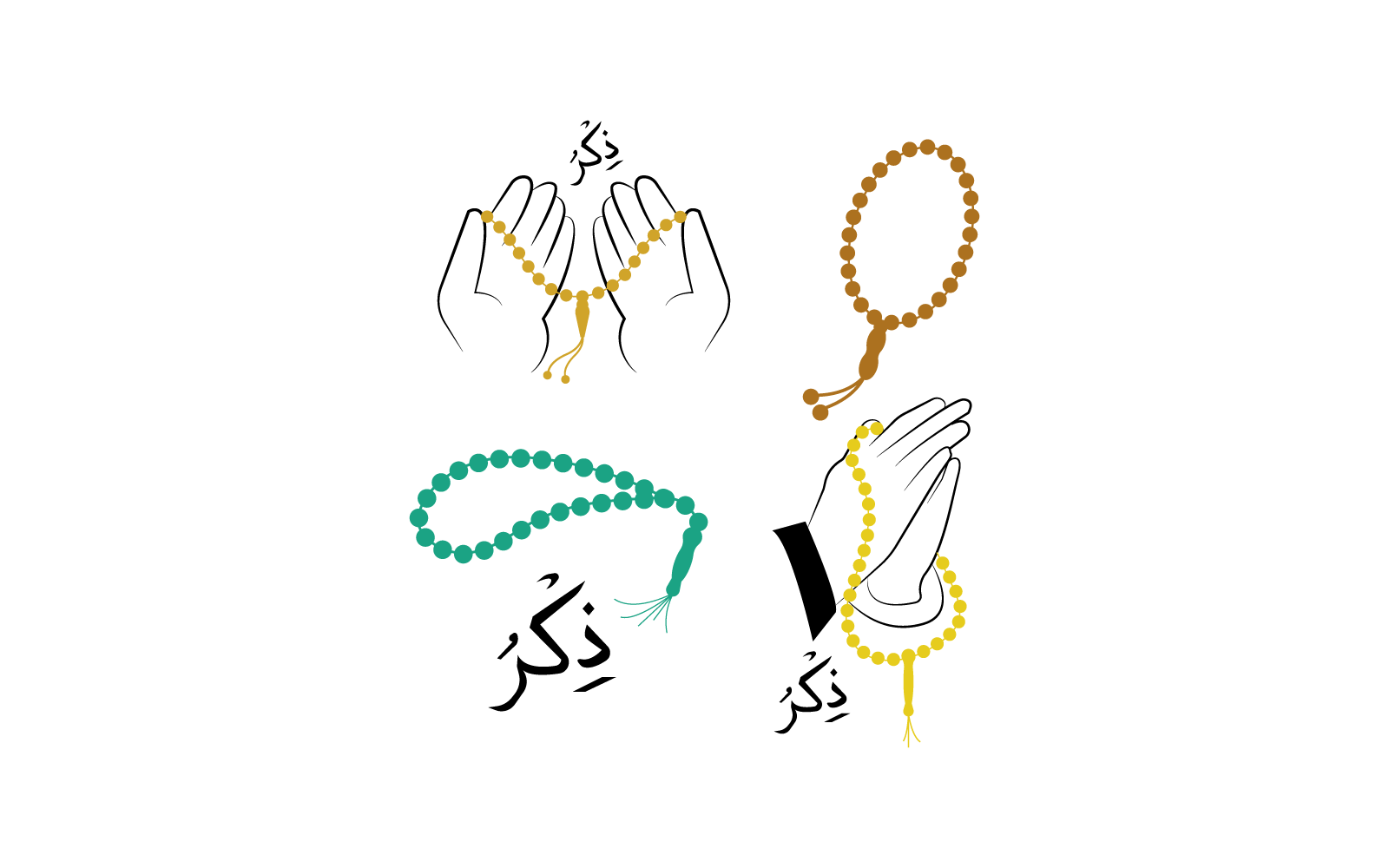 modèle d&amp;#39;illustration du logo des perles de prière islamique