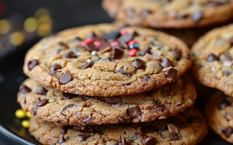 Cookies with chocolate chips Heap on a plate 90