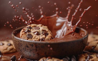 Floating Chocolate chip cookies with cholocate splashes 81