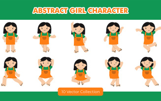 Abstract Girl Character Illustration Set
