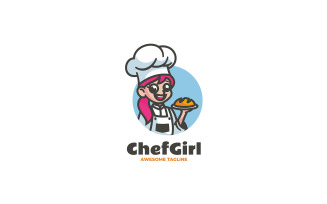 Chef Girl Mascot Cartoon Logo 2