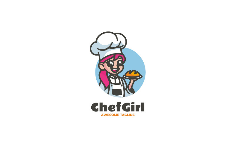 Chef Girl Mascot Cartoon Logo 2 Logo Template