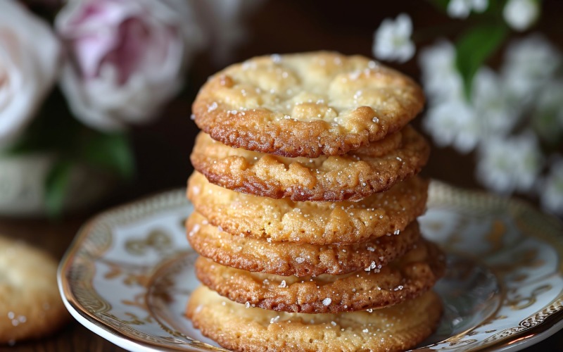 Chocolate chip cookies on a plate 128 Illustration