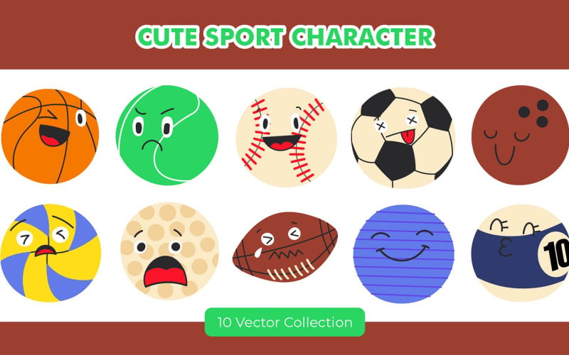 Cute Sport Character Illustration Set