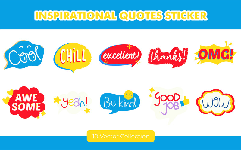 Inspirational Quotes Sticker Set Illustration