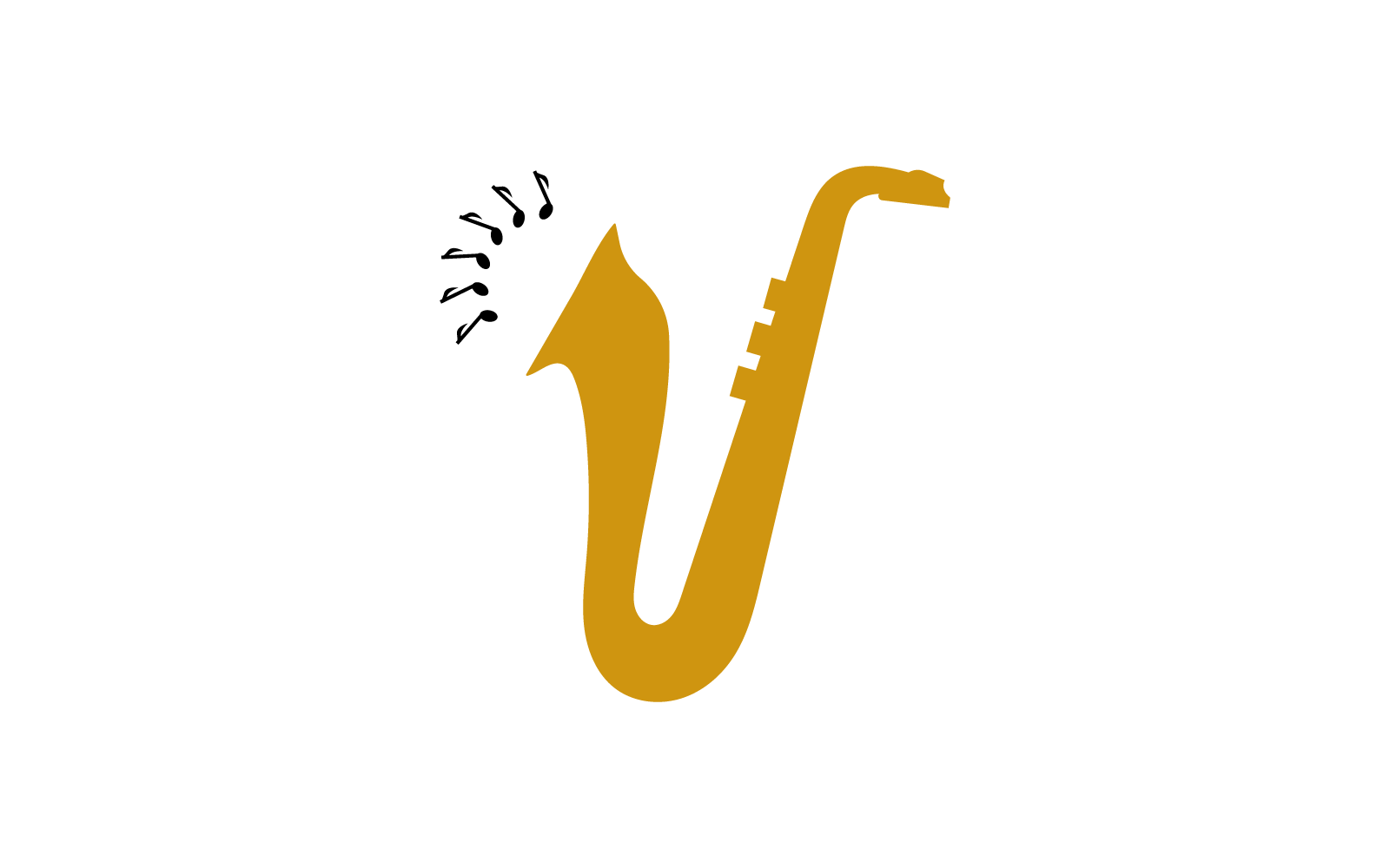 modello di disegno vettoriale dell&amp;#39;icona del logo del sassofono