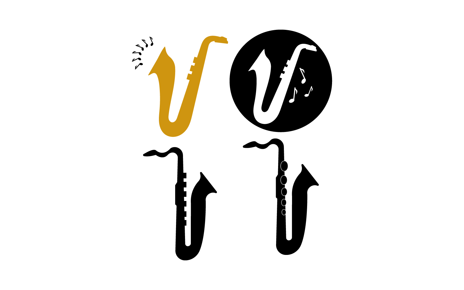 saxofoon logo pictogram illustratie ontwerpsjabloon