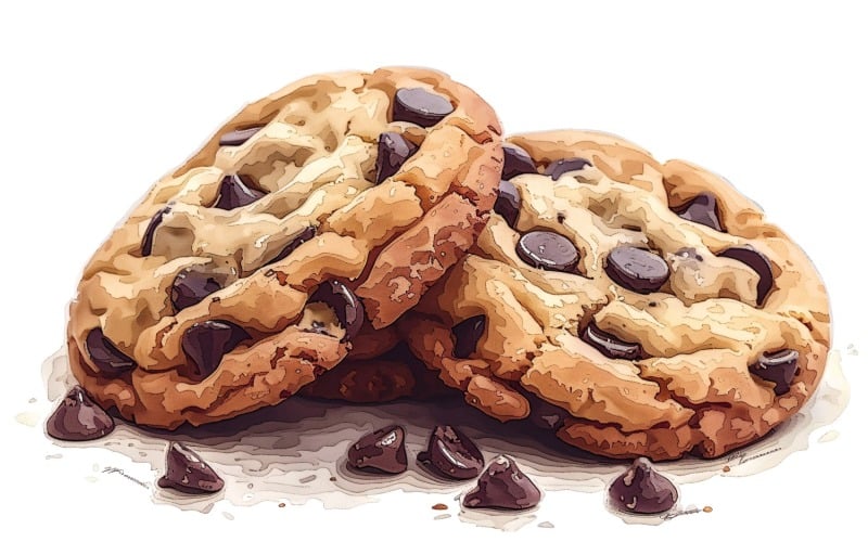 Cookies with chocolate chips Heap 189 Illustration