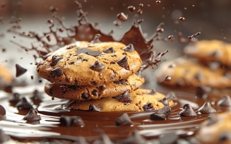 Floating Chocolate chip cookies with Chocolate splashes 154