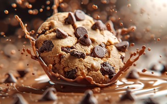 Floating Chocolate chip cookies with Chocolate splashes 155