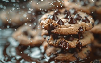 Floating Chocolate chip cookies with Chocolate splashes 159