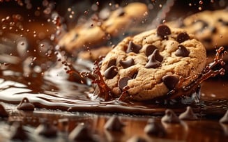 Floating Chocolate chip cookies with Chocolate splashes 160