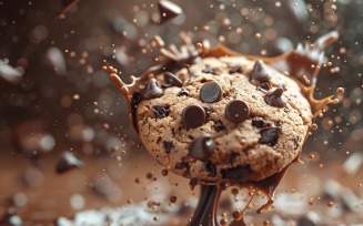 Floating Chocolate chip cookies with Chocolate splashes 163