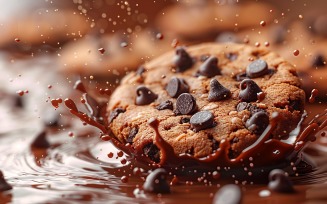 Floating Chocolate chip cookies with Chocolate splashes 167