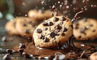 Floating Chocolate chip cookies with Chocolate splashes 168