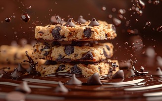 Floating Chocolate chip cookies with Chocolate splashes 173