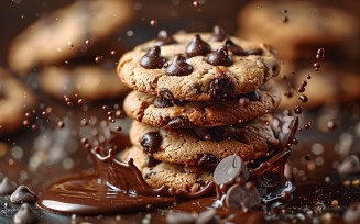 Floating Chocolate chip cookies with Chocolate splashes 176