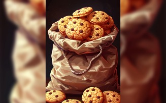 Chocolate chips cookies in brown sack 05