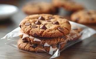 Chocolate chips cookies on baking paper 253