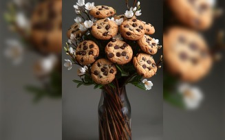 Cookies with chocolate chips flower in vase 36