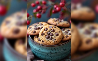 Cookies with chocolate chips Heap in bowl 41
