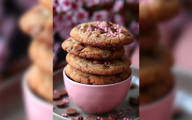 Cookies with chocolate chips Heap on a bowl 34 Illustration