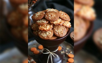 Cookies with chocolate chips Heap on a bowl 37