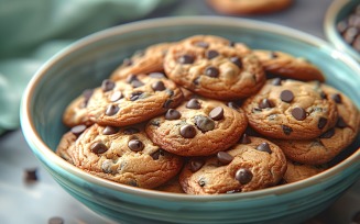 Cookies with chocolate chips Heap on a plate 229