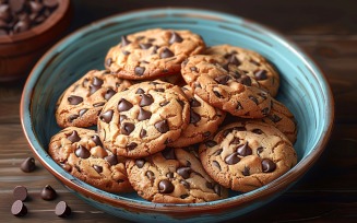 Cookies with chocolate chips Heap on a plate 230