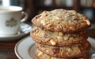 Cookies with chocolate chips Heap on a plate 250