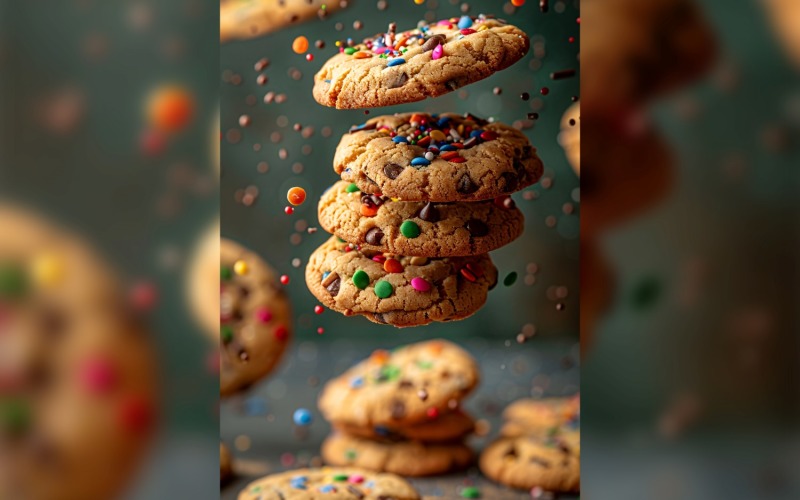 Floating Cookie Flying Chocolate chip cookies 26 Illustration