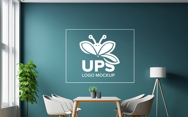 Logo mockup on wall psd white logo mockup Product Mockup
