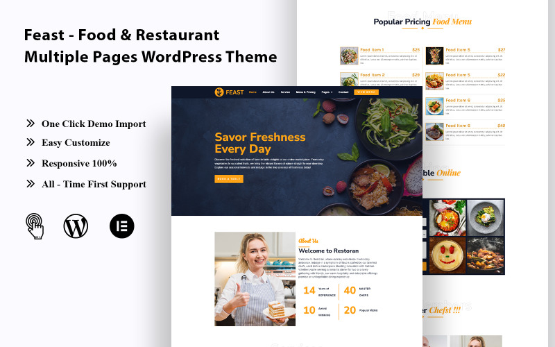 Wixfeast - Food & Restaurant Multiple Pages WordPress Theme