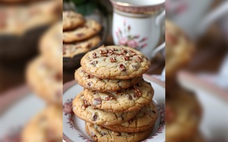 Chocolate chip cookies on a plate 95