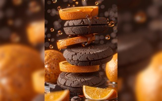 Cookies with chocolate chips Heap with orange slices 105