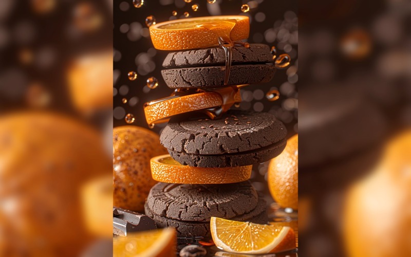 Cookies with chocolate chips Heap with orange slices 105 Illustration